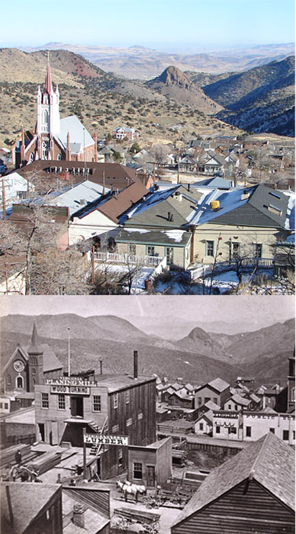 Virginia City, Nevada: a view from the early 1870s and one from 2007