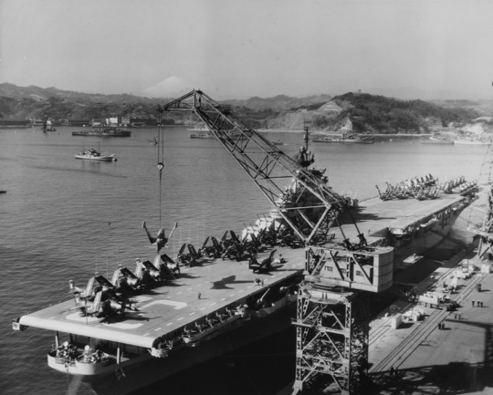 USS Leyte aircraft carrier at Yokosuka, 1951
